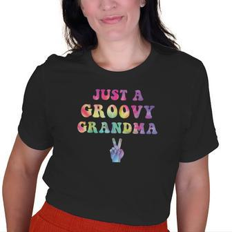 Just A Groovy Grandma Tie Dye Hippie Mom Boho Peace Sign Old Women T-shirt | Mazezy