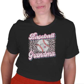 Leopard Baseball Grandma Game Day Softball Old Women T-shirt | Mazezy