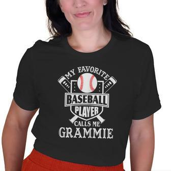 My Favorite Baseball Player Calls Me Grammie Outfit Baseball Gift For Womens Old Women T-shirt Graphic Print Casual Unisex Tee