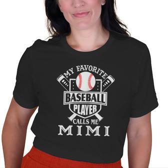 My Favorite Baseball Player Calls Me Mimi Outfit Baseball Gift For Womens Old Women T-shirt Graphic Print Casual Unisex Tee