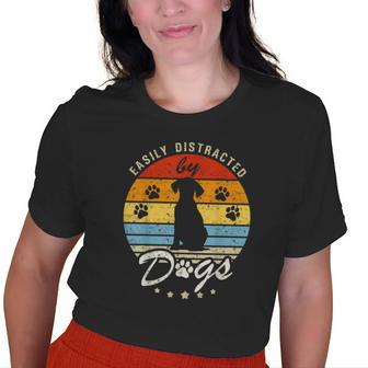 Pet Lover Easily Distracted By Dogs Funny Dogs Mom Puppy Old Women T-shirt Graphic Print Casual Unisex Tee