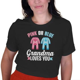 Pink Or Blue Grandma Loves You Future Nana Gender Reveal Old Women T-shirt | Mazezy
