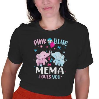 Pink Or Blue Mema Loves You Gender Reveal Elephant Grandma Old Women T-shirt | Mazezy