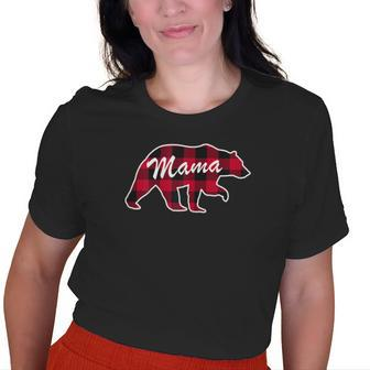 Red Plaid Mama Bear Family Buffalo Mom Matching Pajama Old Women T-shirt | Mazezy