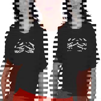 Skeletal Hands On Chest Breasts Witches Old Women T-shirt | Mazezy