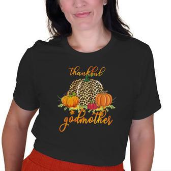 Thankful Godmother Pumpkin Leopard Print Sunflower Grandma Old Women T-shirt | Mazezy