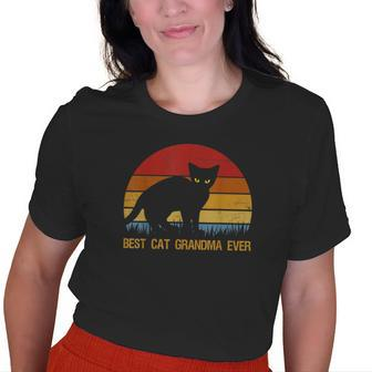 Vintage Best Cat Grandma Ever Cat Mommy Old Women T-shirt | Mazezy