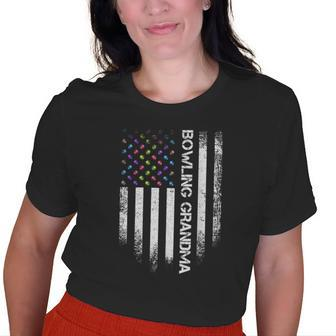 Vintage Usa American Flag Bowling Grandma Bowler Distressed Old Women T-shirt | Mazezy