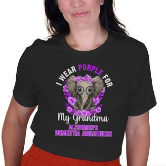 I Wear Purple For Grandma Dementia Awareness Elephant Old Women T-shirt | Mazezy