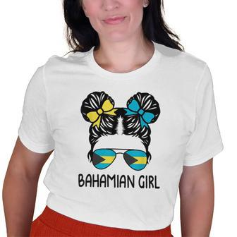 Bahamian Girl Messy Hair Bahamas Pride Patriotic Womens Kids Old Women T-shirt | Mazezy