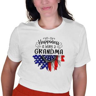 Happiness Is Being A Grandma Patriotic American Mother Old Women T-shirt | Mazezy