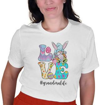 Love Gnome Easter Eggs Grandma Life Easter Day Old Women T-shirt | Mazezy