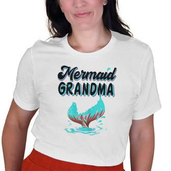 Mermaid Grandma Party Outfit Dad Mama Girl Mermaid Mom Old Women T-shirt | Mazezy
