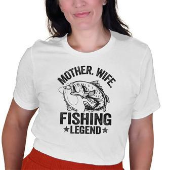 Mother Wife Fishing Legend Fisherwoman Grandma Mom Fishing Old Women T-shirt | Mazezy