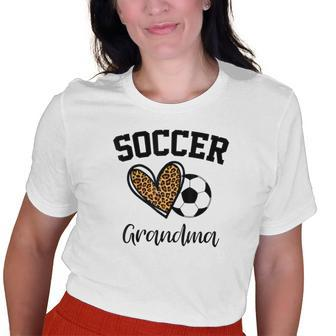 Soccer Grandma Leopard Heart Old Women T-shirt | Mazezy
