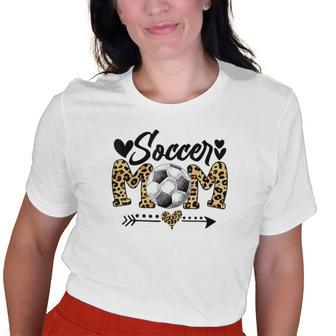 Soccer Mom Heart Leopard Mom Grandma Old Women T-shirt | Mazezy