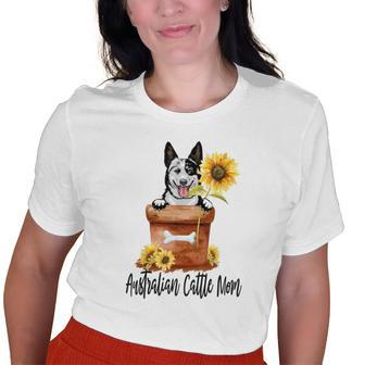 Sunflower Australian Cattle Mom Dog Lover Old Women T-shirt | Mazezy