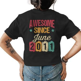 12Th Birthday Gift Awesome Since June 2011 12 Year Old Womens Back Print T-shirt - Seseable