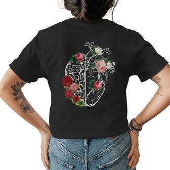 Anatomical Heart_Brain Flowers Florals Anatomy Women's T-shirt Back Print | Mazezy