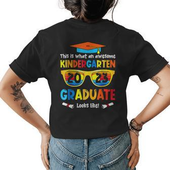 Awesome Kindergarten Graduate Looks Like 2023 Graduation Womens Back Print T-shirt - Seseable