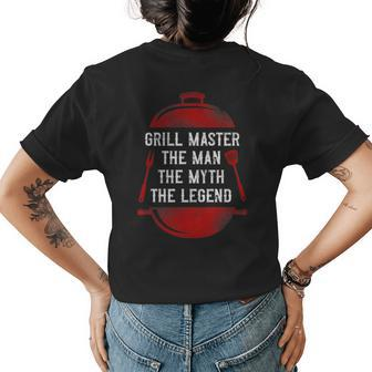 Bbq Smoker Grill Master The Man The Myth The Legend Badge Womens Back Print T-shirt - Seseable