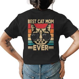 Best Cat Mom Ever Funny Cat Lover Retro Cat Women Womens Back Print T-shirt - Seseable