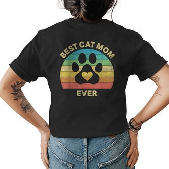 Best Cat Mom Ever Mothers Day Cat Paw Print Girl Women Womens Back Print T-shirt - Seseable