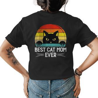 Best Cat Mom Ever Vintage Retro Funny Mothers Day Cat Women Womens Back Print T-shirt - Seseable