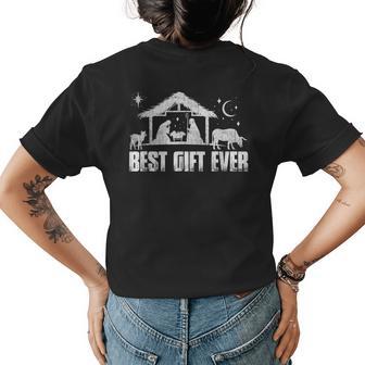 Best Ever Jesus Nativity Scene Christian Faith Christmas Womens Back Print T-shirt - Seseable