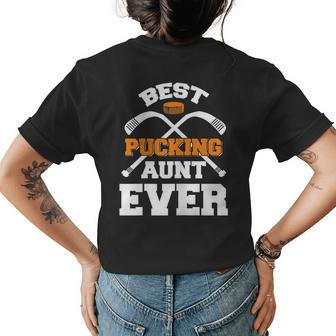 Best Pucking Aunt Ever Hockey Sports Lover Gift For Womens Womens Back Print T-shirt - Seseable