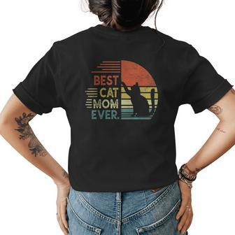 Cat Mommy Retro Best Cat Mom Ever Meowy Cat Lady Funny Cat Womens Back Print T-shirt - Seseable