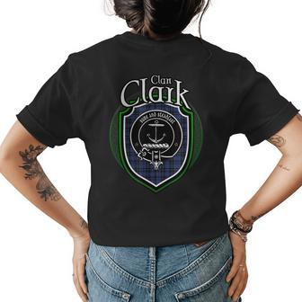Clark Clan Crest | Scottish Clan Clark Family Crest Badge Womens Back Print T-shirt - Seseable