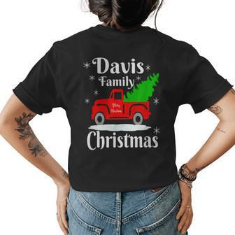 Davis Family Christmas Matching Family Old Red Truck Womens Back Print T-shirt - Seseable