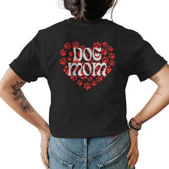 Dog Mom Heart Shape Paw Prints For Dog Lovers Gift For Womens Women's Crewneck Short Sleeve Back Print T-shirt - Thegiftio UK