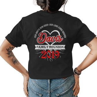 Family Reunion Picnic Roots Davis Last Name Womens Back Print T-shirt - Seseable