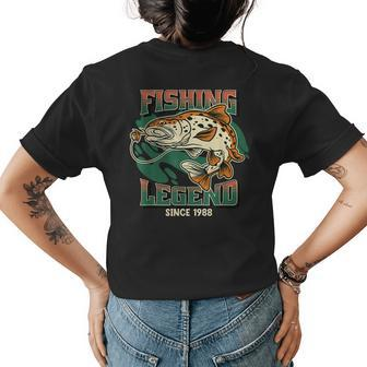 Fishing Legend Trout Bass Fisherman Since 1988 The Myth Womens Back Print T-shirt - Seseable