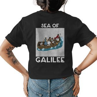 Galilee Seas Storms Religious Christians Christianity Israel Women's Crewneck Short Sleeve Back Print T-shirt - Thegiftio