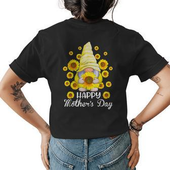 Happy Mothers Day Gnome Flowers Sunflower Gifts For Mom Women's Crewneck Short Sleeve Back Print T-shirt - Thegiftio UK