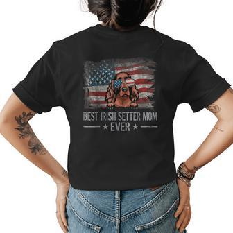 Irish Setter Best Dog Mom Ever Retro Usa American Flag Womens Back Print T-shirt - Seseable