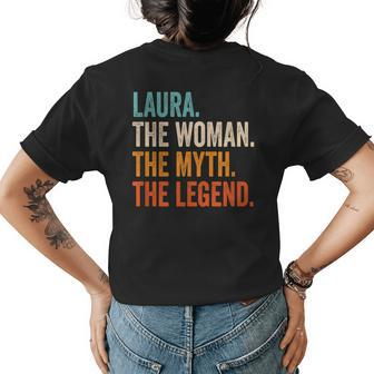 Laura The Woman The Myth The Legend First Name Laura Womens Back Print T-shirt - Seseable