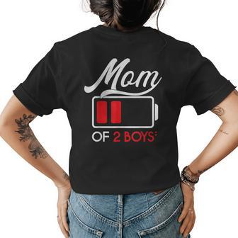 Mom Of 2 Boys Battery Fully Mothers Day Birthday Women Womens Back Print T-shirt | Mazezy