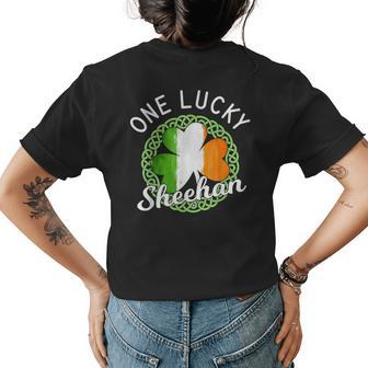 One Lucky Sheehan Irish Family Name Womens Back Print T-shirt - Seseable
