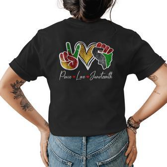 Peace Love Junenth Black Pride Freedom Day 1865 June 19Th Women's Crewneck Short Sleeve Back Print T-shirt - Thegiftio UK
