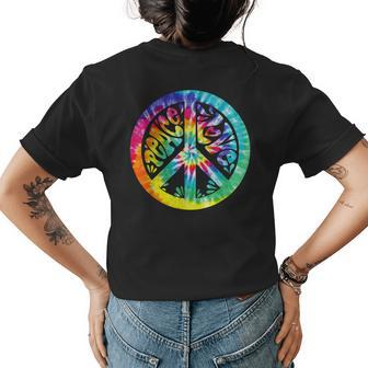 Peace Sign Love Tie Dye 60S 70S Hippie Costume Girls Women  Womens Back Print T-shirt