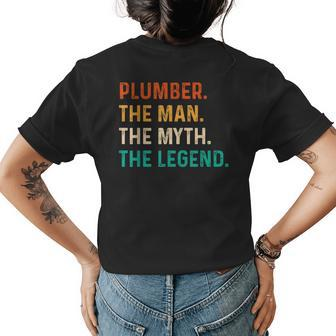 Plumber The Man The Myth The Legend Retro Heating Technician Womens Back Print T-shirt - Seseable