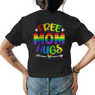Retro Free Mom Hugs Rainbow Lgbt Lesbian Gay Trans Pride Womens Back Print T-shirt | Mazezy