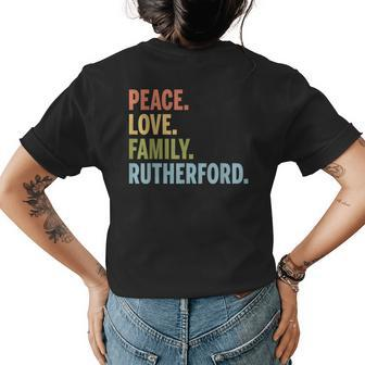 Rutherford Last Name Peace Love Family Matching Womens Back Print T-shirt - Seseable