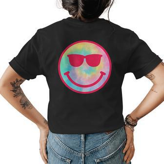 Smiling Emoticon Face Sunglasses Tie Dye Men Women Womens Back Print T-shirt | Mazezy