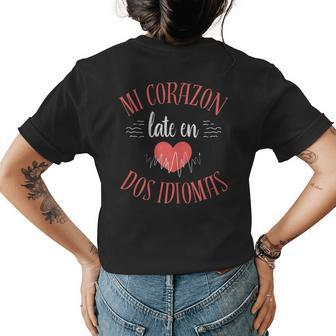 Spanish Bilingual Teacher Heart Maestra Gratitude Women's T-shirt Back Print | Mazezy