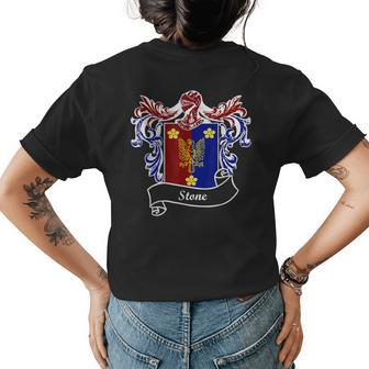 Stone Coat Of Arms Surname Last Name Family Crest Womens Back Print T-shirt - Seseable